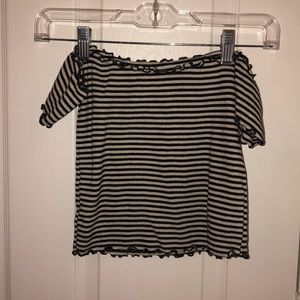 striped off the shoulder top